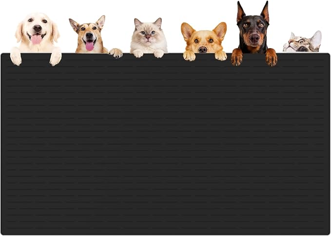 XXXXL Largest Pet Food Mat, 51.2"x25.6"(130cmx65cm) Silicone Dog Mats for Food and Water, Nonslip Pet Feeding Mats for Floors,Dog Cat Bowl Mat with Raised Edges, Black by WelcometoULTIBE