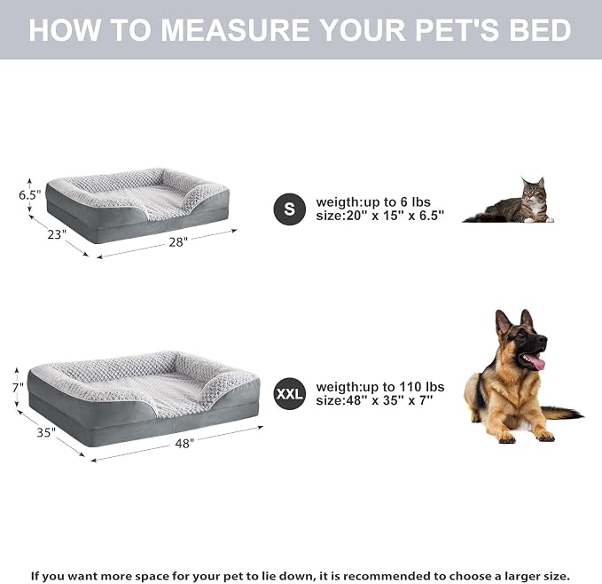 LEXTRO XL Orthopedic Dog Bed, Washable Dog Sofa Bed for Extra Large Dogs | 45x36 Inch Comfy Sleeping Big Pet bed with Waterproof Lining, Equipped with Removable Pillow Cover and Anti-Slip Bottom, Gray - Image 4