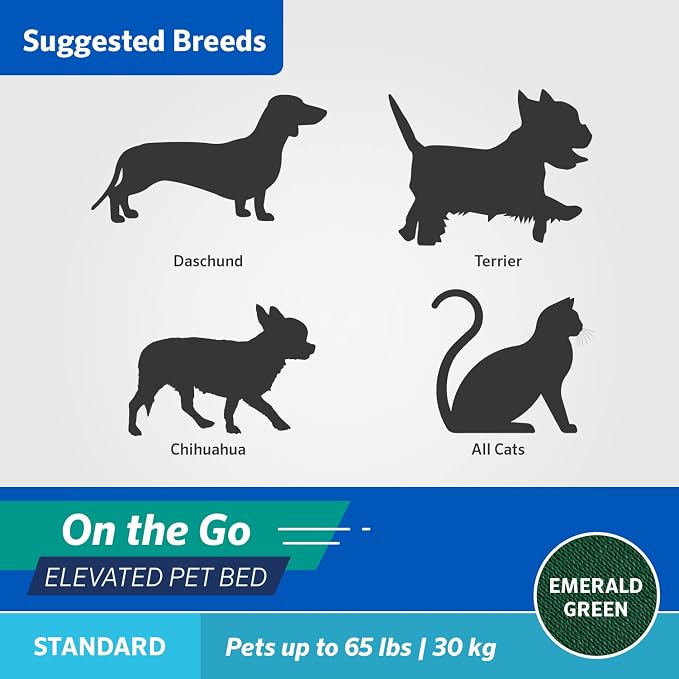 Coolaroo On-The-Go Elevated Dog Bed - Foldable Pop-Up Travel Dog Bed with Breathable, Moisture-Resistant Fabric, Carry Bag Included, Lightweight & Portable, Emerald Green, Standard - Image 6
