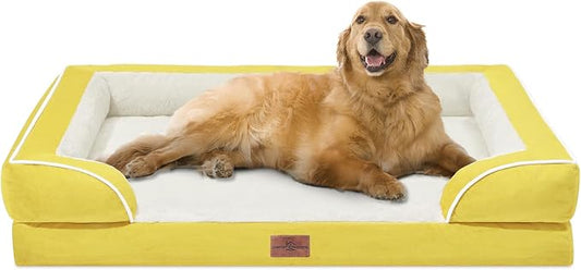Comfort Expression Orthopedic Dog Bed for Extra Large Dogs with Bolster | Waterproof Dog Couch Bed with Washable Cover & Non-Slip Bottom, Supportive Egg Crate Foam XL Pet Bed, 42x30 Inch by ComfortExpression