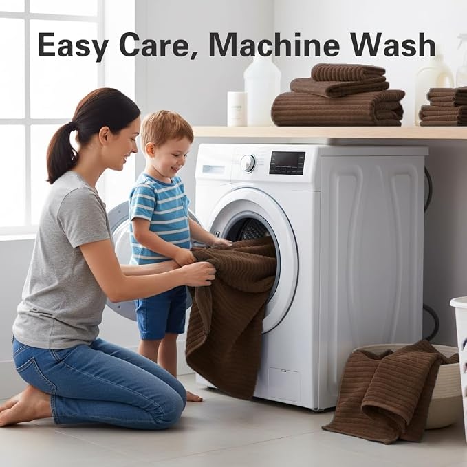6 Piece Bath Towel Set, 30"x60" Microfiber Towels,Brown | Quick dry, Highly Absorbent,shower towels for bathroom gym,2 large Bath towels,2 hand towels,2 washcloths - Image 8