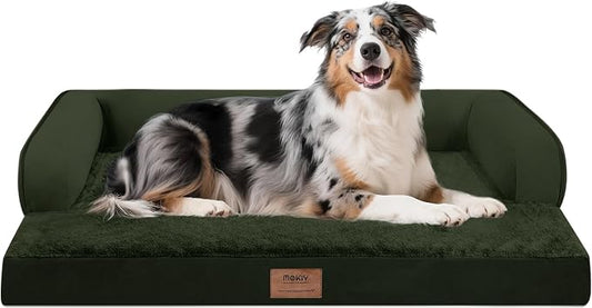 MEKIY Orthopedic Washable Dog Bed with Bolster for Large Sized Dogs | Pillow Support for Neck Relief, Egg Crate Foam, Waterproof Liner, Anti-Slip Bottom, Machine Washable Cover, 38 x 25 Inch by Mekiy
