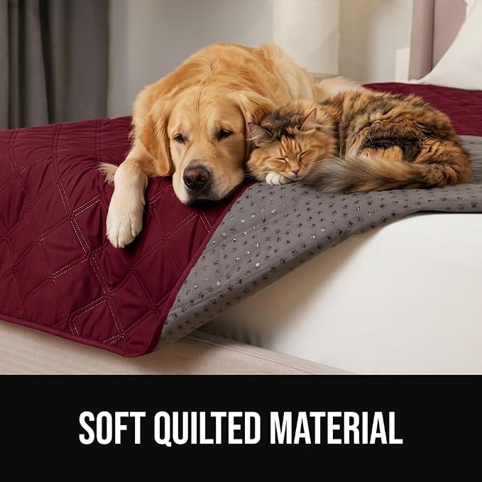 GORILLA GRIP® Waterproof Dog Blanket, 82x68, Leakproof Couch Cover for Dogs, Silicone Grip Backing, Protects Sofa, Sectional, Bed, Crate, Car & RV, Tear-Resistant Washable Senior Pet Blanket, Burgandy - Image 9