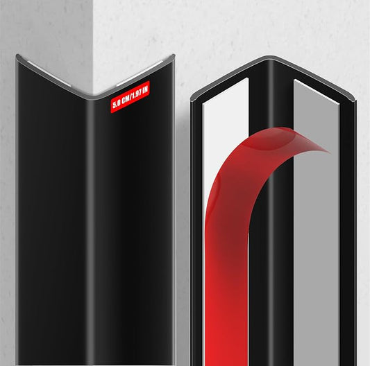 MONOID Wall Corner Protector, 2 PCS Furniture Edge Protection, PC Anti-Bump Guards Avoid Scratching Corner Trim for Door Frame, Table, Countertop, Stair, Self-Adhesive, Black, 1.97IN×47.24IN/5CM×120CM by GuardYourHomeEmbraceSafety