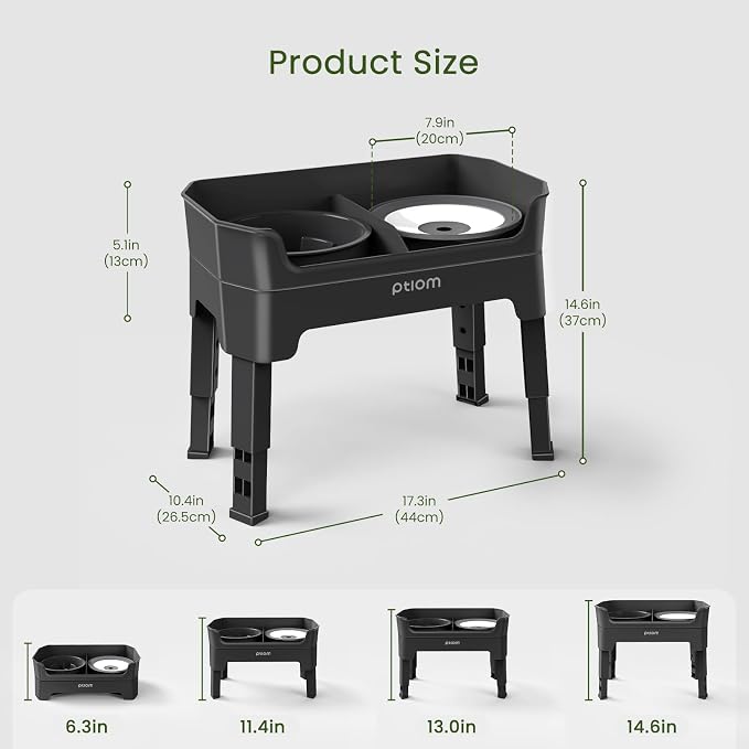 4-in-1 Elevated Slow Feeder Dog Bowls, 4 Height Adjustable Mess Proof Raised Dog Bowl Stand with No Spill Dog Water Bowl, Stainless Steel Dog Food Bowl & Slow Feeder for Large Medium Small Dogs Pets - Image 4