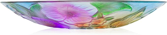 Alpine Corporation 18" Glass Birdbath Topper with Colorful Butterfly and Flowers - Image 9