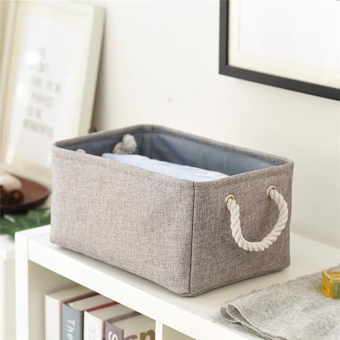 TheWarmHome Large Storage Bins- Storage Baskets for Organizing Shelves, Basket Organizer for Closet Bookshelf Dog Toy Nursery Clothes Laundry Home Organization, Fabric Storage Cubes W/Handles - Image 9