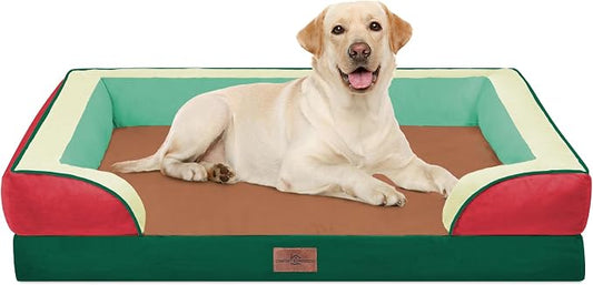Comfort Expression Orthopedic Dog Bed for Extra Large Dogs with Bolster | Waterproof Dog Couch Bed with Washable Cover & Non-Slip Bottom, Supportive Egg Crate Foam XL Pet Bed, 42x30 Inch by ComfortExpression