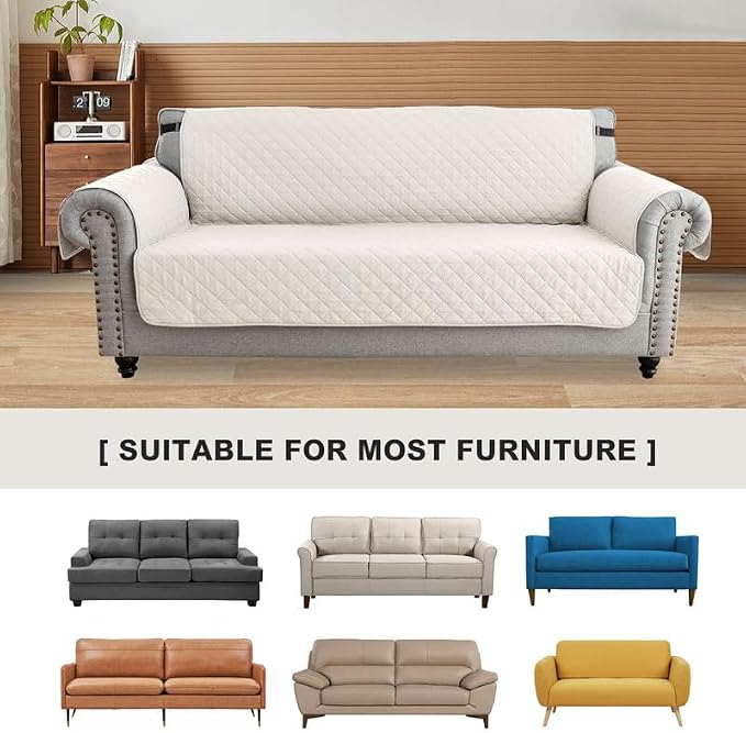 TOPCHANCES Sofa Slipcover L Shape 3pcs Reversible Sofa Cover Sectional Couch Cover 3 Seater Chaise Slip Cover with Elastic Straps for Kids Dogs Cats Pet Furniture Protector Cover - Image 2