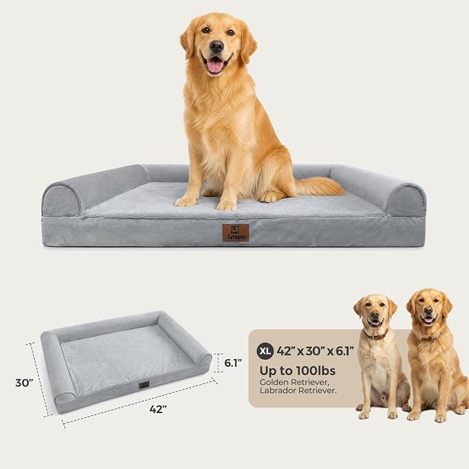 Sytopia XL Dog Bed for Large Dogs, 42" Orthopedic Egg Crate Foam Dog Crate Bed with Waterproof Removable Washable Cover, Non-Slip Supportive Pet Bed Mat for Extra Large Dogs, Grey - Image 4