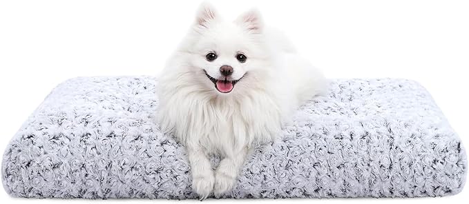 KSIIA Washable Dog Bed Deluxe Plush Dog Crate Beds Comfy Kennel Pad Anti-Slip Pet Sleeping Mat for Large, Jumbo, Medium, Small Dogs Breeds, 23" x 18", Gray by KSIIAPetProducts