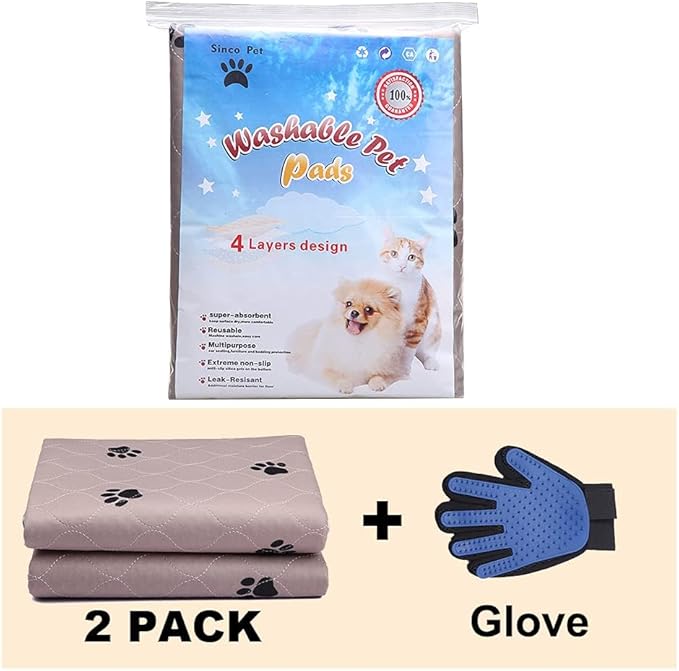 SincoPet Washable Dog Pee Pads with Puppy Grooming Gloves,Puppy Pads,Reusable Pet Training Pads,Large ,Waterproof Pet Pads for Dog Bed Mat,Super Absorbing Whelping Pads,48 Round Inch (Pack of 2) - Image 5
