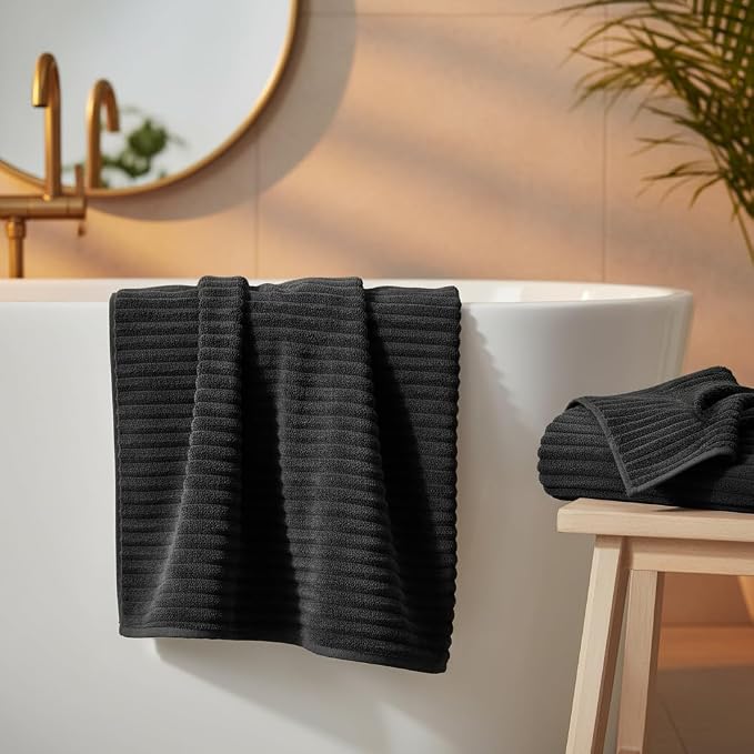 2 Piece Bath Sheets, 40"x80" Microfiber Bath Towels, Black | Extra-large size, Quick dry, Highly Absorbent, Lint Free，shower towels for bathroom gym spa，Big and Tall users - Image 4