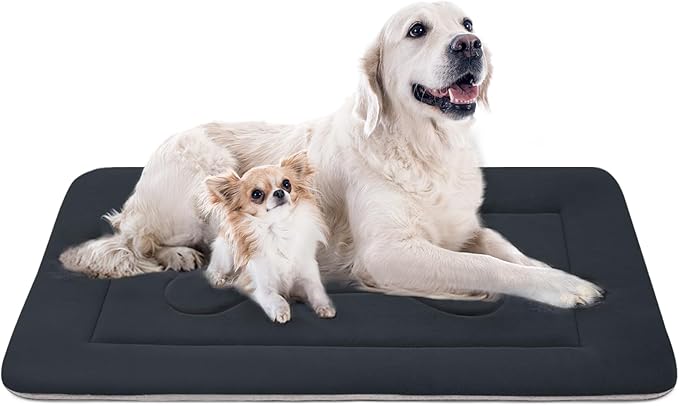 Extra Large Dog Bed Soft Dog Crate Pad Mat, 48 in Non-Slip Bottom Washable Dog Sleeping Mattress Pet Beds Cat Bed Kennel Pad, Dark Blue Gray by JoicyCoDogBeds