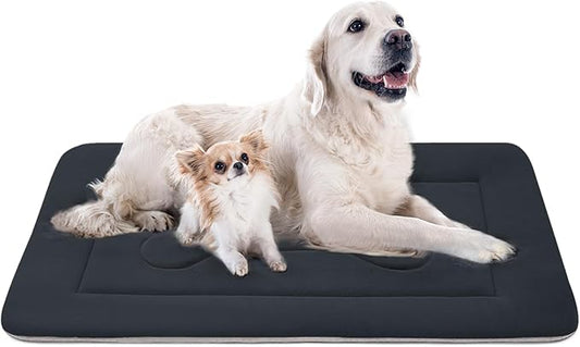 Extra Large Dog Bed Soft Dog Crate Pad Mat, 48 in Non-Slip Bottom Washable Dog Sleeping Mattress Pet Beds Cat Bed Kennel Pad, Dark Blue Gray by JoicyCoDogBeds