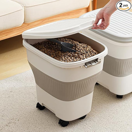 SEWIU 2pack 35 lbs Dog Food Storage Container,Collapsible Dog Food Container with Scoop,Pet Food Storage Containers to Keep Dry Food Fresh,Easy to Move by SEWIU