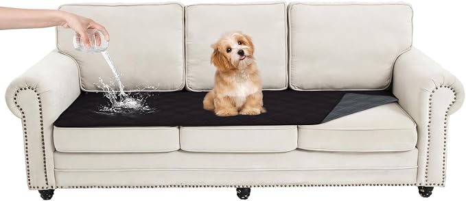 100% Waterproof Dog Bed Cover Pet Blanket(30"x71"),7-Layer Reversible Washable Sofa Couch for Furniture Car (Black+Blackish Gray) by Unknown