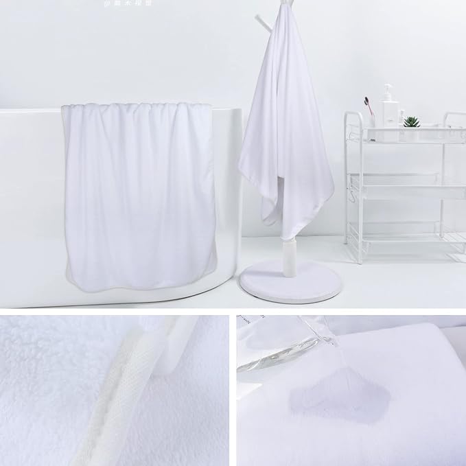 KinHwa Microfiber Bath Towel 30x60inch 2 Pack Extra Large Bathroom Towels,Ultra Absorbent Shower Towel Set,Quick Dry Soft Bath Sheets for Spa, Swimming, Pool- White | Large absorbent bath towel for shower, spa, swimming, pool. Soft quick dry microfiber... - Image 4