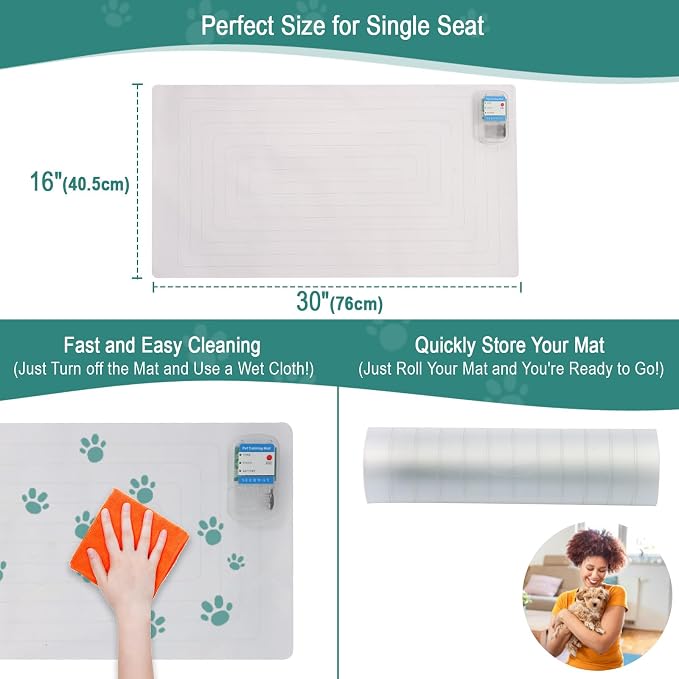 SEERWAY Scat Pet Shock Mat 2 Pieces, Shock Pads for Dogs and Cats Training Indoor, Electric Repellent Mat Keeps Pets Off Couch, Sofa, Countertop, 3 Modes, 2 Pieces Same Size, Battery Operated - Image 3