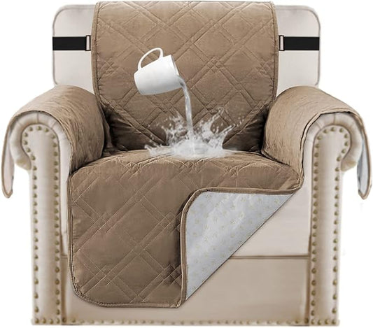 Turquoize 100% Waterproof Chair Covers for Living Room Couch Cover for Pets Chair Protector Sofa Cover for Dogs Non-Slip Sofa Protector Furniture Cover for Dogs, Kids, Cats (Chair, Taupe) by Turquoize