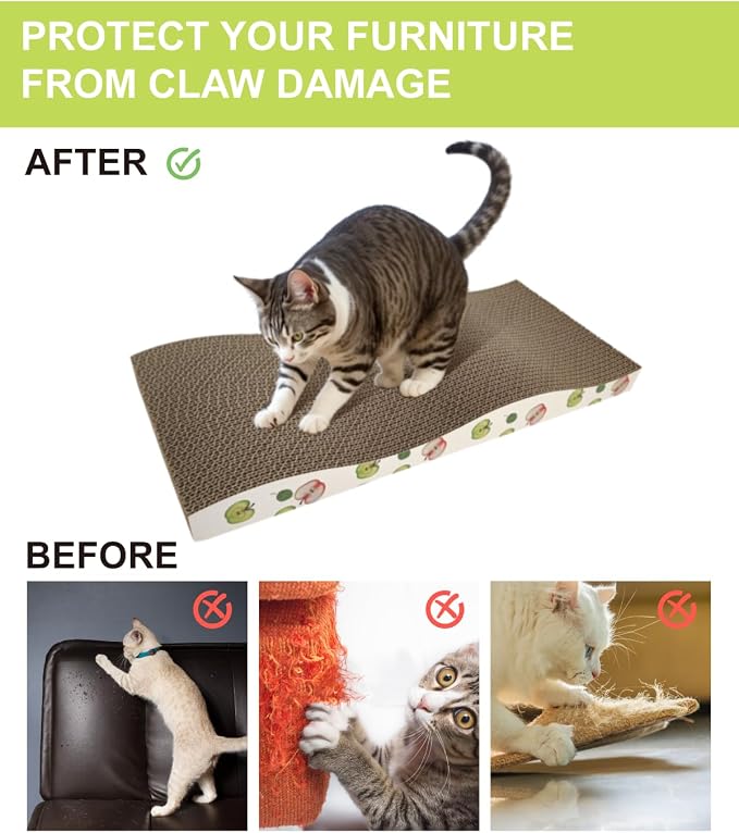 TIMHAKA Cat Scratching Board, Corrugate Cat Scratcher for Indoor Cats with Catnip, Cat Scratch Pad with Premium Scratch Textures Design, Cardboard Cat Scratcher with Double-Sided Usability (Pack of 8) - Image 6