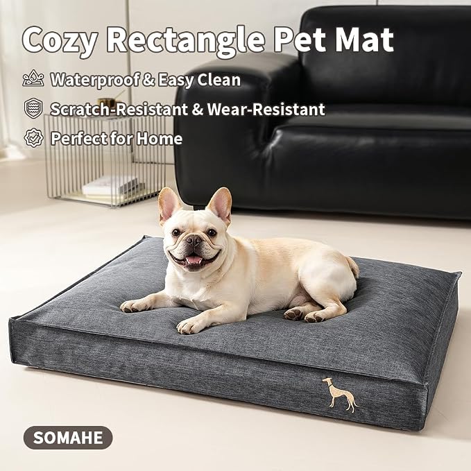 SOMAHE Waterproof Orthopedic Dog Bed, Washable, Medium 27.6x20x4 Black | Indoor/Outdoor Ready: washable Oxford cover, TPU liner, 45D support for crates, car rides, patios, and porches. - Image 2