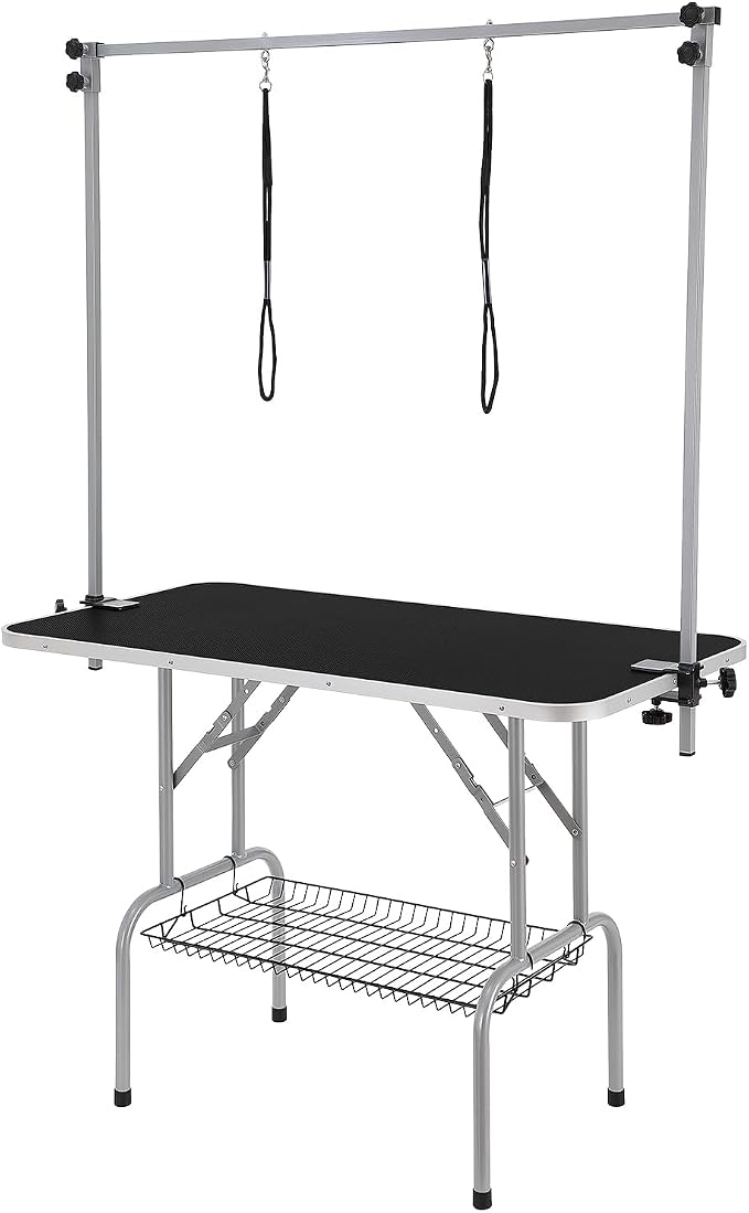 VEVOR Pet Grooming Table, 46 Inch Grooming Station with 2 Height Adjustable Arms, 330LBS Static Load Capacity, Foldable Dog Groom Station with No-Sit Haunch Holder with Loop, for Medium/Small Dogs - Image 10