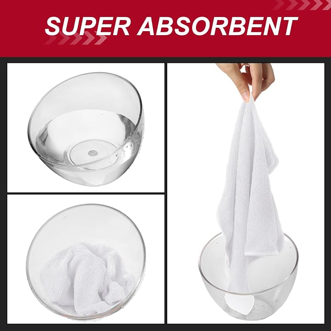Oudain 200 Pcs Microfiber Cleaning Cloth 16x16 Inch Microfiber Towels for Car Ultra Absorbent Cleaning Rags Reusable Lint Free Streak Free Detailing Towel for Car Washing Drying Dusting (White) - Image 3