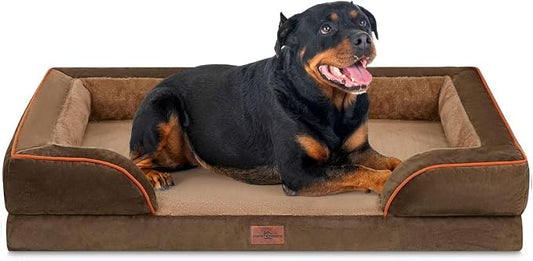 Comfort Expression Orthopedic Dog Bed for Extra Large Dogs with Bolster | Waterproof Dog Couch Bed with Washable Cover & Non-Slip Bottom, Supportive Egg Crate Foam XL Pet Bed, 48x30 Inch by ComfortExpression
