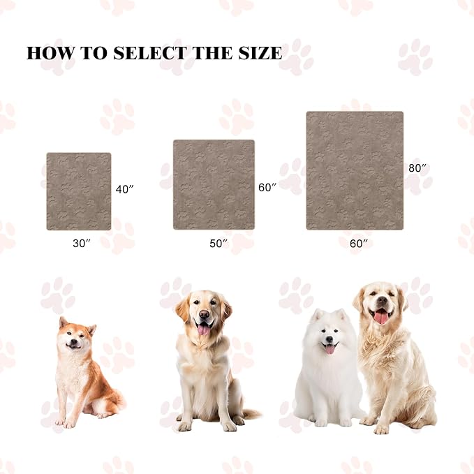 Qeils Dog Blankets for Large Dogs - Waterproof Cat Blanket Washable - Sherpa Fleece Puppy Blanket, Soft Plush Reversible Throw Protector for Bed Couch Car Sofa, 60"X80", Taupe - Image 5