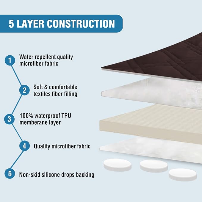 H.VERSAILTEX Chair Sofa Slipcover 100% Waterproof Couch Cover Furniture Protector Cover with Elastic Straps for Pets Kids Children Dog Cat(Chair, Brown) - Image 3