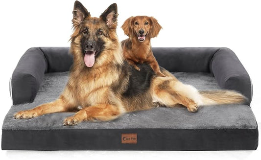 Orthopedic Dog Bed for Extra Large Dogs, Dark Grey, 53x42in | Orthopedic Foam Relieves Joint Pressure, Bolsters Supports Head And Neck, Washable Cover, Non-Slip Bottom by CasaPaw