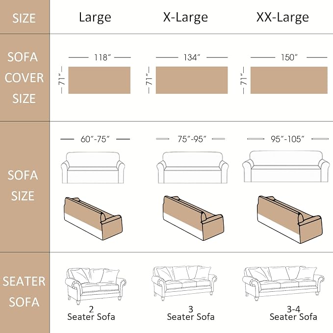 VClife Chenille Sofa Cover Bohemian Striped Pattern Couch Cover for 2 Cushion Sofa - Cream and Gray Textured Sofa Slipcover Washable Furniture Protector for Couch Decorative Couch Cushion Cover - Image 2