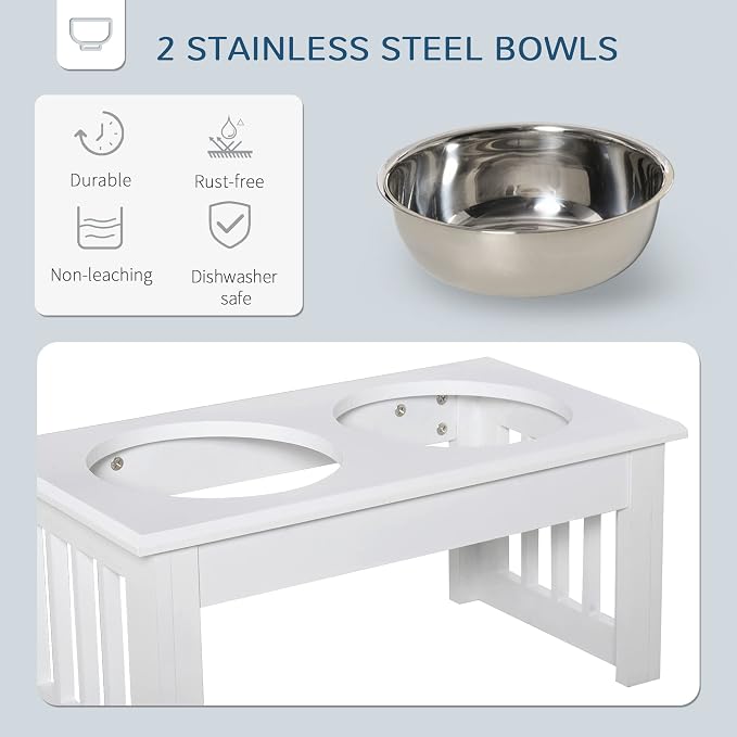 Small Dog Feeding Station - 6" Height for Messy Eaters, with Stainless Steel Elevated Bowls & Modern Wooden Frame, Ideal Dog Food Stand for Indoor Use - Image 2