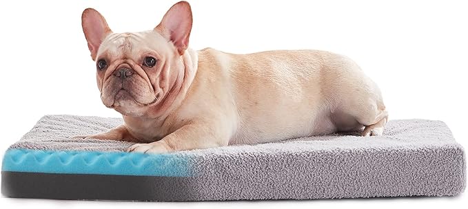 WATANIYA PET Memory Foam Large Dog Bed, Orthopedic Dog Beds for Large Dogs, Washable Cooling Pet Mat for Crate with Joint Relief Memory Foam (Light Grey) by WATANIYAPET
