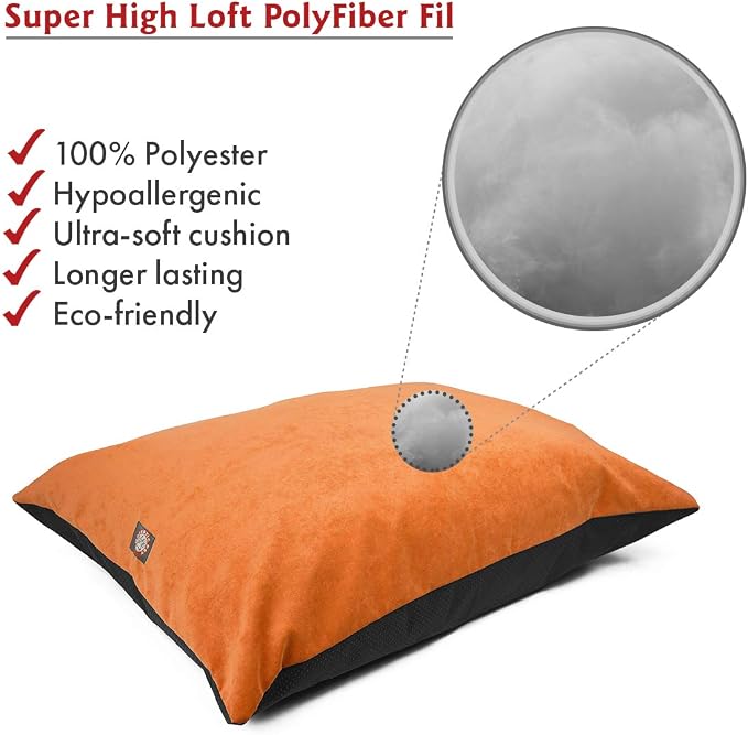 Villa Majestic Pet Comfy Dog Bed Washable Non Slip Pillow Bed for Large Breeds Rectangle 46 x 35 Inch Orange - Image 3
