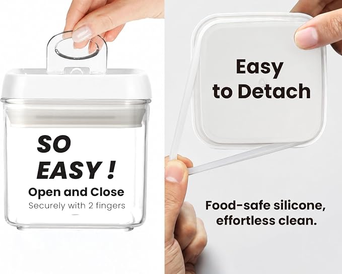 Felli Flip Tite Food Storage Container 4" Small Size Airtight Lid Lock Top, Stackable Kitchen Canister for Space Saving, Pantry Fridge Cupboard Organizer, Spice Seasoning Pet Treats Snack (0.5 qt) - Image 5