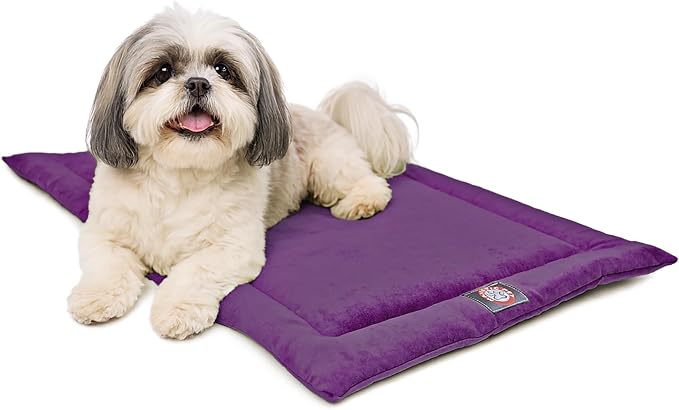 Majestic Pet Orthopedic Memory Foam Dog Crate Mat - Plush Pet Bed Pad for Crates & Kennels | USA Crafted | 24"x18" Villa Aubergine by MajesticPet