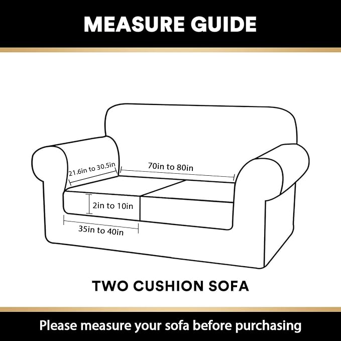 PrinceDeco Velvet Couch Cushion Cover Soft Stretch Cushion Slipcover for Chair Loveseat Sofa Cushion Furniture Protector Seat Cushion Sofa Cover (2 Piece Large Sofa Cushion Covers, Ivory) - Image 9