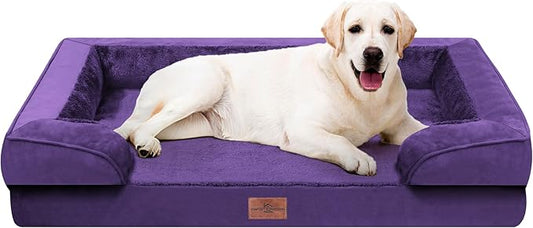 Comfort Expression Orthopedic Dog Bed for Extra Large Dogs with Bolster | Waterproof Dog Couch Bed with Washable Cover & Non-Slip Bottom, Supportive Egg Crate Foam XL Pet Bed, 45x35 Inch by ComfortExpression