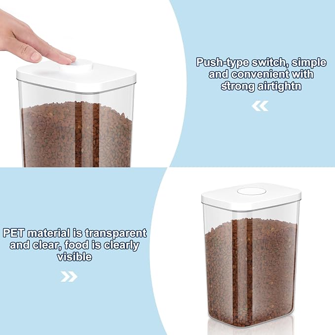 LEAWALK 5-8 Lbs/6Qt Airtight Dog Cat Food Storage Container and Pet Storage Bin BPA-Free, PET Clear Stackable Dog Treat Containers Measuring Scoop Suitable for Dogs Food, Cats Food and Other Dry-2Pack - Image 3