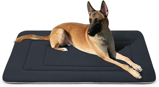 Dog Bed Soft Dog Crate Bed Pad Mat, 42 in Non Slip Bottom Washable Beds for Large Dogs, Pet Bed Mattress Kennel Pad, Dark Blue Gray by JoicyCoDogBeds