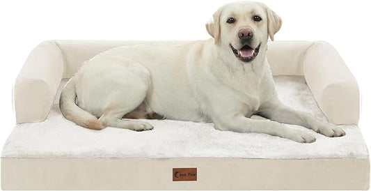 Orthopedic Washable Dog Bed for Extra Large Dogs, 45x35in, Beige | Orthopedic Foam Relieves Joint Pressure, Bolsters Supports Head And Neck, Washable Cover, Non-Slip Bottom by CasaPaw
