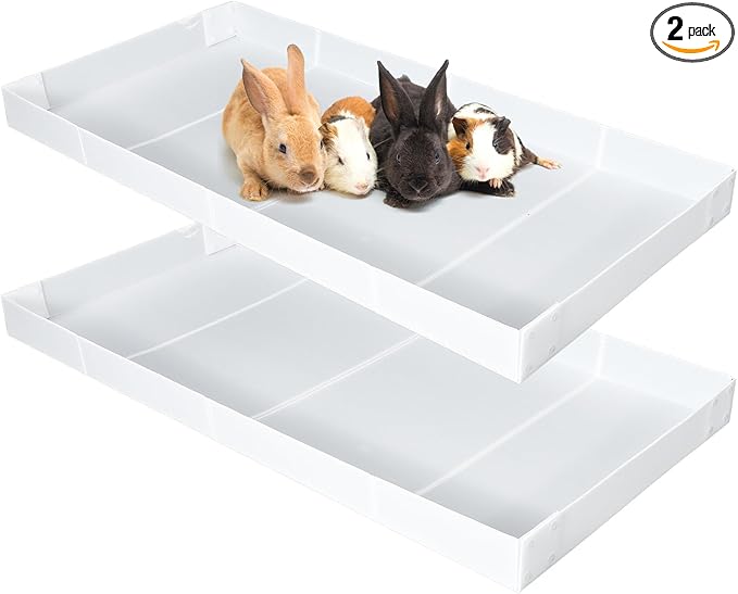 Wenqik 2 Pcs Guinea Pig Cage Liner Corrugated Plastic Cage Liner Base 2 x 4 Panel Size Guinea Pig Cage Bottom for Small Animals Hedgehogs Rabbits Cages Tray, 55 x 27 Inch(White) by Wenqik