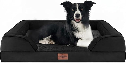 Comfort Expression Orthopedic Dog Beds for Large Sized Dog with Bolster | Waterproof Dog Couch Bed with Washable Cover & Non-Slip Bottom, Supportive Egg Crate Foam Large Pet Bed, 36x27 Inch by ComfortExpression