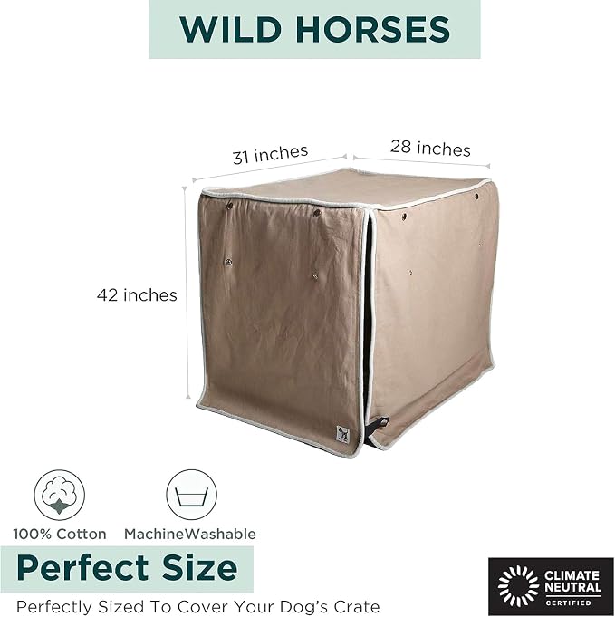 Molly Mutt Wild Horses Dog Crate Cover, 100% Cotton Canvas Cover with 2 Roll-Up Panels, Ideal for Dog or Cat Crate, Durable, Washable, and Free of Harmful Chemicals, 42" x 28" x 31" - Image 3