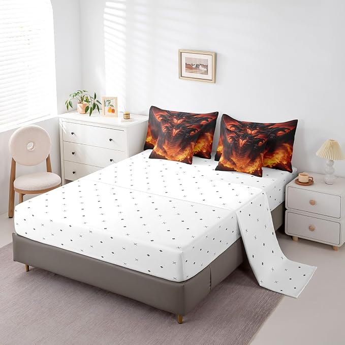 Dragon Queen Comforter Set - 7 Pcs with 1 Comforter, 1 Flat Sheet, 1 Fitted Sheet, 2 Pillowcases, 2 Pillow Shams - Image 4
