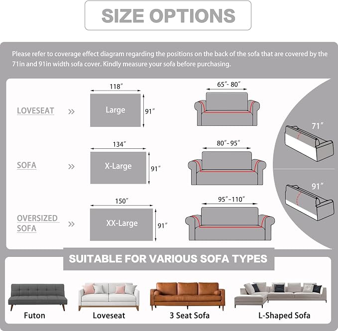 DREAMINGO Sofa Covers Washable Thick Chenille Couch Cover for 3 Cushion Couch Sofa Multi-Use Couch Cover Blanket Modern Pet Furniture Protector Sectional Couch Slipcover 91"x150", Light Grey - Image 2