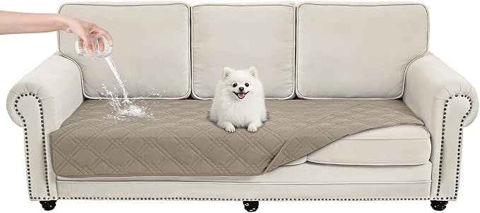 100% Waterproof Dog Bed Cover Pet Blanket(35"x71"),7-Layer Reversible Washable Sofa Couch for Furniture Car (Khaki+Khaki) by Unknown