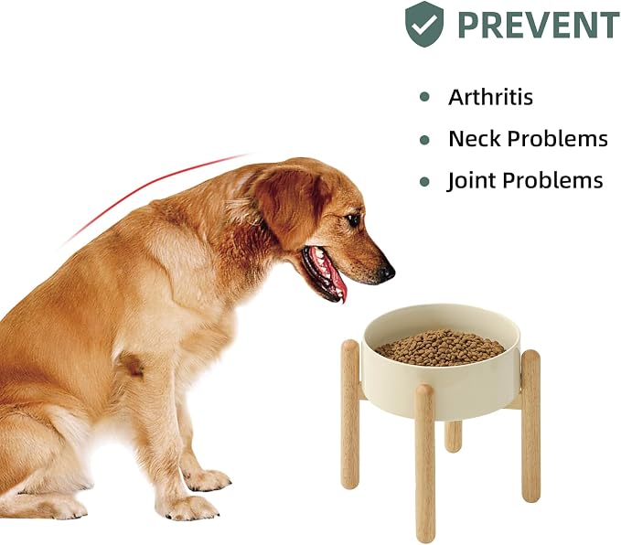 Havniva Elevated Dog Bowls Ceramic Dog Bowls with Stand, Dog Food Bowl | 8.3” Raised Dog Bowls with Non-Slip Wood Stand, Dog Food and Water Bowl Set, Dog Feeding Bowls for Large Dogs - Image 5